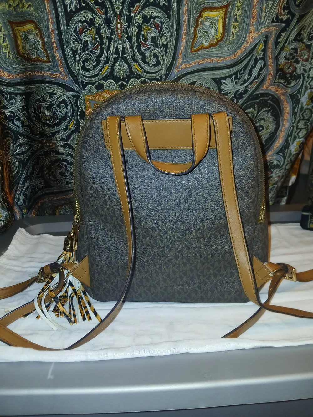 MICHAEL KORS Brown Logo Studded Mini Backpack